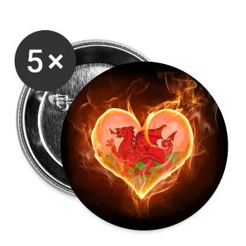 Fiery Proud Welsh - Buttons large 2.2''/56 mm (5-pack) - white - Front