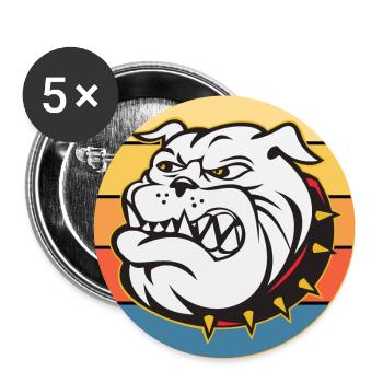 Bulldogge Hunderasse Vintage Retro Sonnenuntergang - Buttons groß 56 mm (5er Pack) - Weiß - Vorne