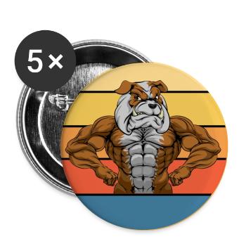 Gym Bulldog Dog Breed Vintage Retro Sunset - Lot de 5 grands badges (56 mm) - blanc - Devant