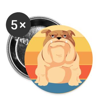 Bulldogge Hunderasse Vintage Retro Sonnenuntergang - Buttons groß 56 mm (5er Pack) - Weiß - Vorne