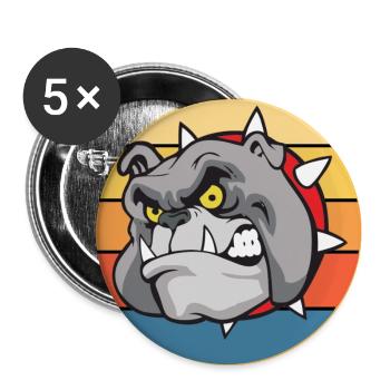 Bulldogge Hunderasse Vintage Retro Sonnenuntergang - Buttons groß 56 mm (5er Pack) - Weiß - Vorne