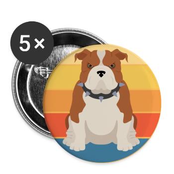 Bulldog Dog Breed Vintage Retro Sunset - Buttons large 2.2''/56 mm (5-pack) - white - Front