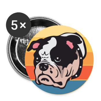 Bulldogge Hunderasse Vintage Retro Sonnenuntergang - Buttons groß 56 mm (5er Pack) - Weiß - Vorne