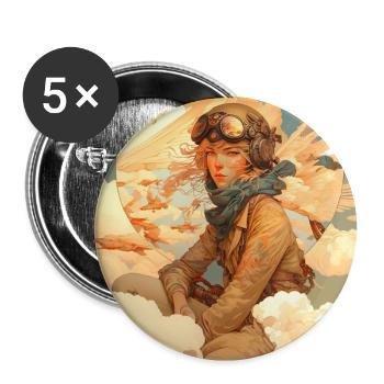 Pilote dans les nuages - Lot de 5 grands badges (56 mm) - blanc - Devant