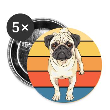 Français Bulldog Dog Breed Vintage Retro Sunset - Lot de 5 grands badges (56 mm) - blanc - Devant