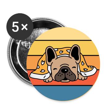 French Bulldog Dog Breed Vintage Retro Sunset - Buttons large 2.2''/56 mm (5-pack) - white - Front