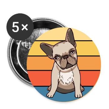 French Bulldog Dog Breed Vintage Retro Sunset - Buttons large 2.2''/56 mm (5-pack) - white - Front