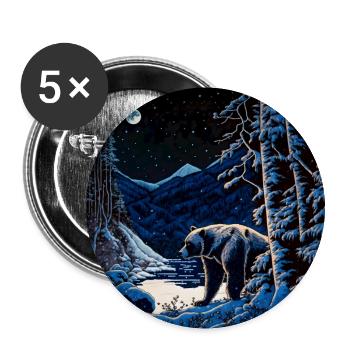 Ukiyo bear in forest landscape at winter time - Buttons large 2.2''/56 mm (5-pack) - white - Front