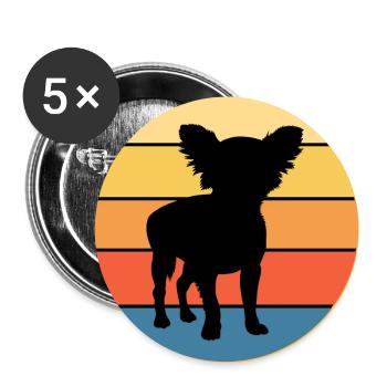 Mignon Chihuahua Dog Breed Vintage Retro Sunset - Lot de 5 grands badges (56 mm) - blanc - Devant