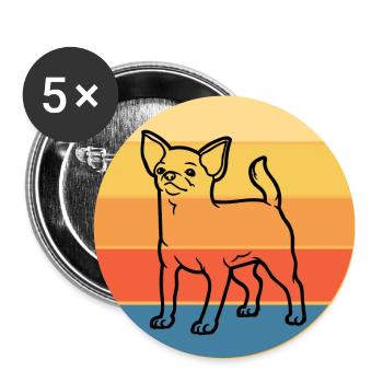 Mignon Chihuahua Dog Breed Vintage Retro Sunset - Lot de 5 grands badges (56 mm) - blanc - Devant
