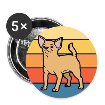 Mignon Chihuahua Dog Breed Vintage Retro Sunset - Lot de 5 grands badges (56 mm) - blanc - Devant