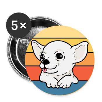Mignon Chihuahua Dog Breed Vintage Retro Sunset - Lot de 5 grands badges (56 mm) - blanc - Devant