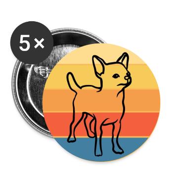 Mignon Chihuahua Dog Breed Vintage Retro Sunset - Lot de 5 grands badges (56 mm) - blanc - Devant