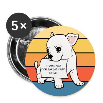Mignon Chihuahua Dog Breed Vintage Retro Sunset - Lot de 5 grands badges (56 mm) - blanc - Devant
