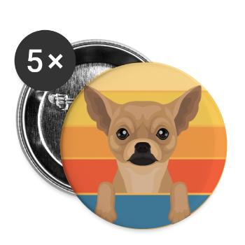 Mignon Chihuahua Dog Breed Vintage Retro Sunset - Lot de 5 grands badges (56 mm) - blanc - Devant