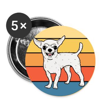 Mignon Chihuahua Dog Breed Vintage Retro Sunset - Lot de 5 grands badges (56 mm) - blanc - Devant