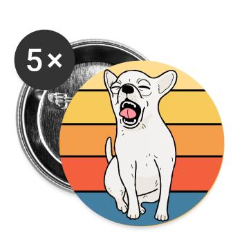 Mignon Chihuahua Dog Breed Vintage Retro Sunset - Lot de 5 grands badges (56 mm) - blanc - Devant