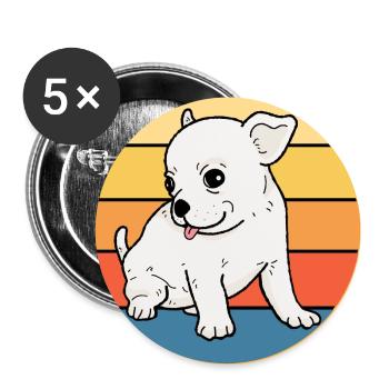 Mignon Chihuahua Dog Breed Vintage Retro Sunset - Lot de 5 grands badges (56 mm) - blanc - Devant
