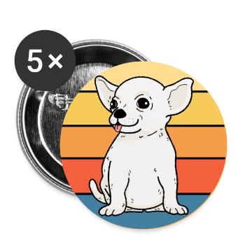 Mignon Chihuahua Dog Breed Vintage Retro Sunset - Lot de 5 grands badges (56 mm) - blanc - Devant