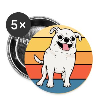 Mignon Chihuahua Dog Breed Vintage Retro Sunset - Lot de 5 grands badges (56 mm) - blanc - Devant