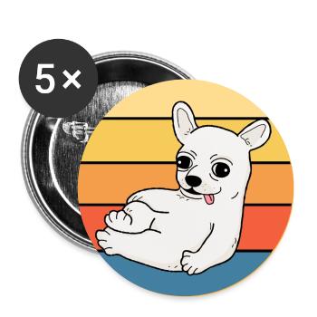 Mignon Chihuahua Dog Breed Vintage Retro Sunset - Lot de 5 grands badges (56 mm) - blanc - Devant