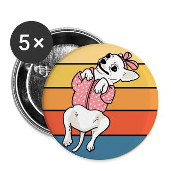 Mignon Chihuahua Dog Breed Vintage Retro Sunset - Lot de 5 grands badges (56 mm) - blanc - Devant
