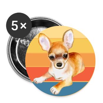 Mignon Chihuahua Dog Breed Vintage Retro Sunset - Lot de 5 grands badges (56 mm) - blanc - Devant