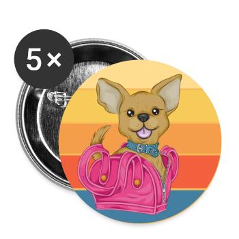 Mignon Chihuahua Dog Breed Vintage Retro Sunset - Lot de 5 grands badges (56 mm) - blanc - Devant