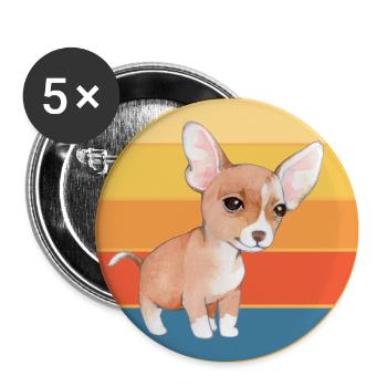 Mignon Chihuahua Dog Breed Vintage Retro Sunset - Lot de 5 grands badges (56 mm) - blanc - Devant
