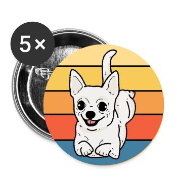 Mignon Chihuahua Dog Breed Vintage Retro Sunset - Lot de 5 grands badges (56 mm) - blanc - Devant