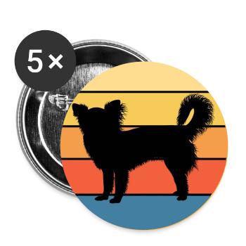 Mignon Chihuahua Dog Breed Vintage Retro Sunset - Lot de 5 grands badges (56 mm) - blanc - Devant