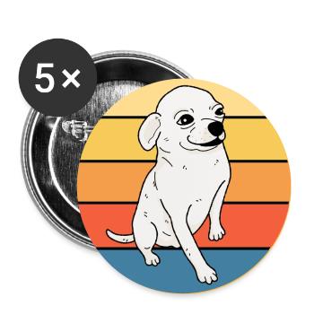 Mignon Chihuahua Dog Breed Vintage Retro Sunset - Lot de 5 grands badges (56 mm) - blanc - Devant