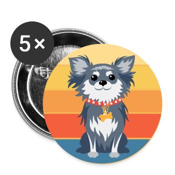 Mignon Chihuahua Dog Breed Vintage Retro Sunset - Lot de 5 grands badges (56 mm) - blanc - Devant