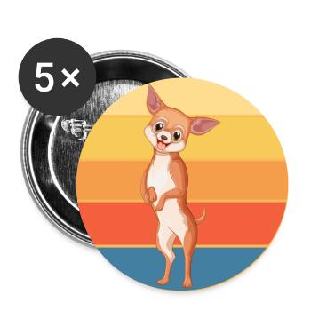 Mignon Chihuahua Dog Breed Vintage Retro Sunset - Lot de 5 grands badges (56 mm) - blanc - Devant