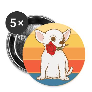 Mignon Chihuahua Dog Breed Vintage Retro Sunset - Lot de 5 grands badges (56 mm) - blanc - Devant