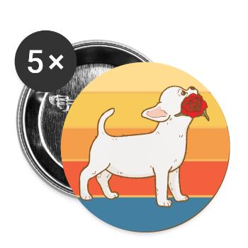 Nette Chihuahua Hunderasse Vintage Retro Sonnenuntergang - Buttons groß 56 mm (5er Pack) - Weiß - Vorne