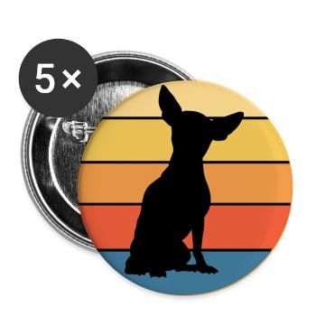 Mignon Chihuahua Dog Breed Vintage Retro Sunset - Lot de 5 grands badges (56 mm) - blanc - Devant