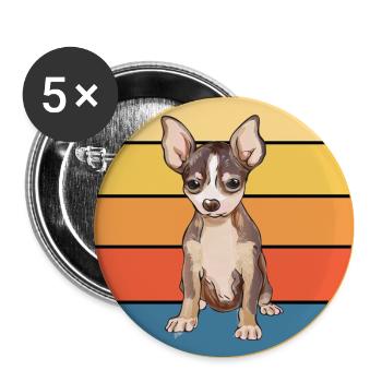 Mignon Chihuahua Dog Breed Vintage Retro Sunset - Lot de 5 grands badges (56 mm) - blanc - Devant
