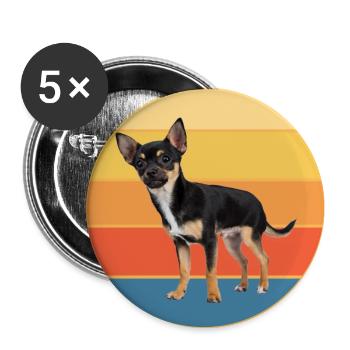Mignon Chihuahua Dog Breed Vintage Retro Sunset - Lot de 5 grands badges (56 mm) - blanc - Devant