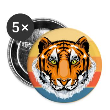 Tiger Big Cat Vintage Retro Sunset - Lot de 5 grands badges (56 mm) - blanc - Devant