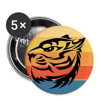 Tiger Big Cat Vintage Retro Sunset - Lot de 5 grands badges (56 mm) - blanc - Devant