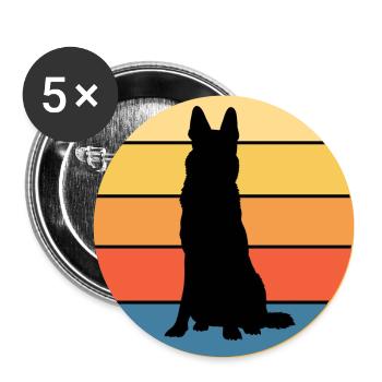 German Shepherd Dog Breed Vintage Retro Sunset - Buttons large 2.2''/56 mm (5-pack) - white - Front