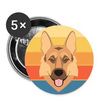 German Shepherd Dog Breed Vintage Retro Sunset - Buttons large 2.2''/56 mm (5-pack) - white - Front