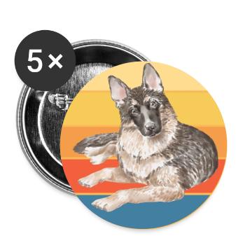 German Shepherd Dog Breed Vintage Retro Sunset - Buttons large 2.2''/56 mm (5-pack) - white - Front