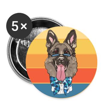 German Shepherd Dog Breed Vintage Retro Sunset - Buttons large 2.2''/56 mm (5-pack) - white - Front