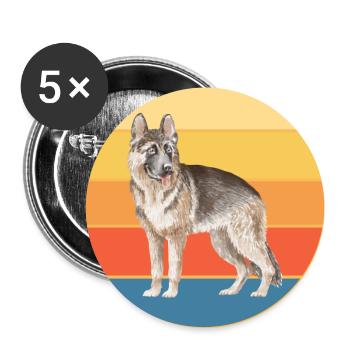 German Shepherd Dog Breed Vintage Retro Sunset - Buttons large 2.2''/56 mm (5-pack) - white - Front