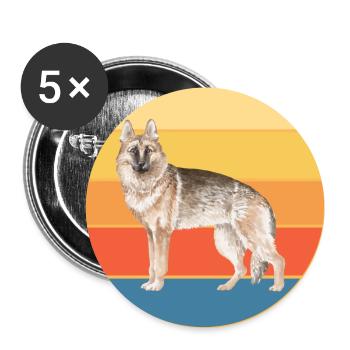 German Shepherd Dog Breed Vintage Retro Sunset - Buttons large 2.2''/56 mm (5-pack) - white - Front