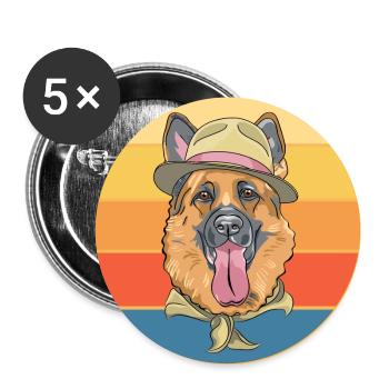 German Shepherd Dog Breed Vintage Retro Sunset - Buttons large 2.2''/56 mm (5-pack) - white - Front
