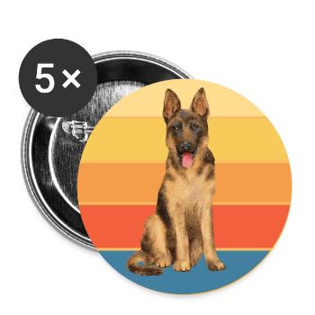 German Shepherd Dog Breed Vintage Retro Sunset - Buttons large 2.2''/56 mm (5-pack) - white - Front