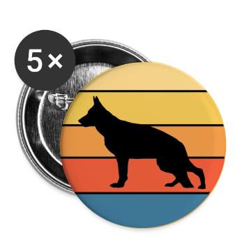 German Shepherd Dog Breed Vintage Retro Sunset - Buttons large 2.2''/56 mm (5-pack) - white - Front